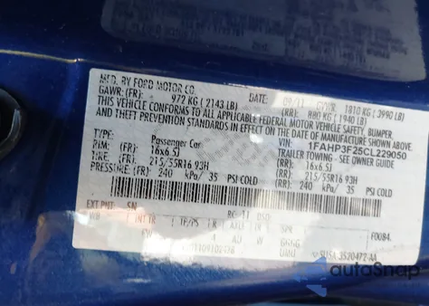 2012 Ford Focus Se from USA, damaged, VIN 1FAHP3F25CL229050